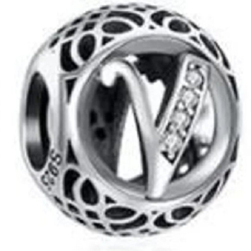 Pandora Initial Alphabet Character Letter V Charm